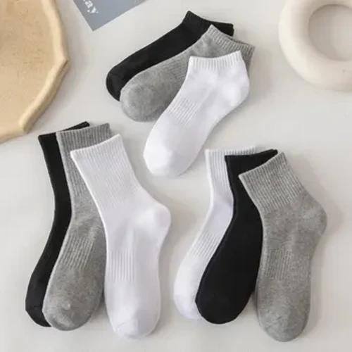 Calzini in cotone caldo ispessito per uomo donna Calzini versatili a metà polpaccio con strato base bianco nero per la stagione autunno/inverno