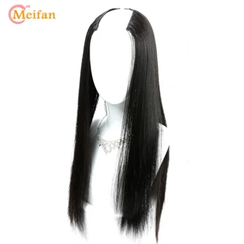MEIFAN Long Wavy Curly Half Head Wig Clip In Hoer Extension U-Part Wigs Invisible Black Brown Natural Fake Hoer Extensions