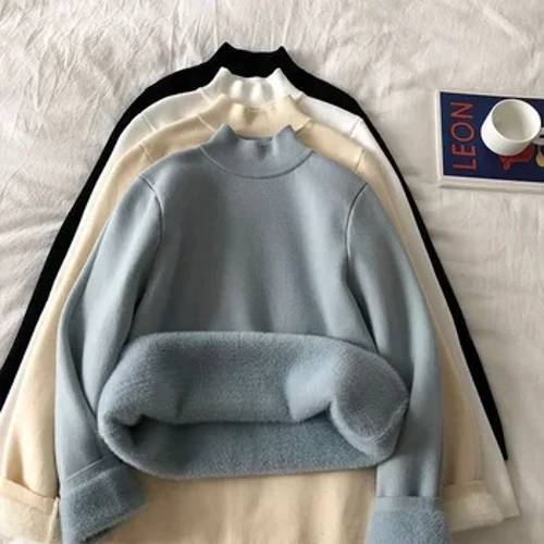 Izingubo zangaphansi zabesifazane ezishisayo zasebusika I-Pullover Ene-elastic Knit Yabesifazane