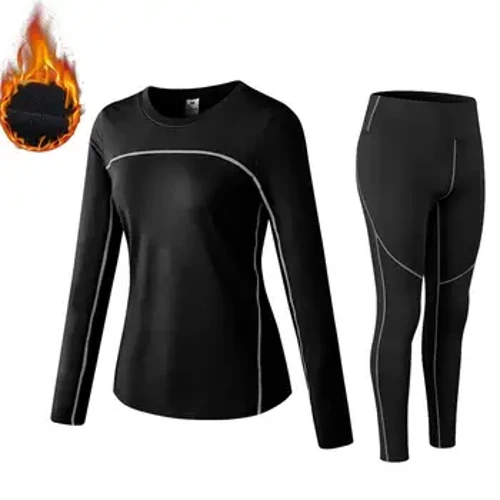 თერმო საცვლები ქალებისთვის Long Johns Fleece ზამთრის ელასტიური სპორტული კომპლექტი საცვლები და ქვედა მაისურები სპორტული კოსტუმი