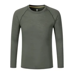 100% capa base de lana merina para hombre, camisas de lana merina para hombre, ropa interior térmica, camiseta de manga larga para senderismo, caza y correr