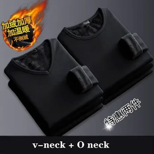 Ny vintertröja termounderkläder för män V-hals fleece Sportöverdelar Höst termokläder Bekväma varm långärmad lös storlek