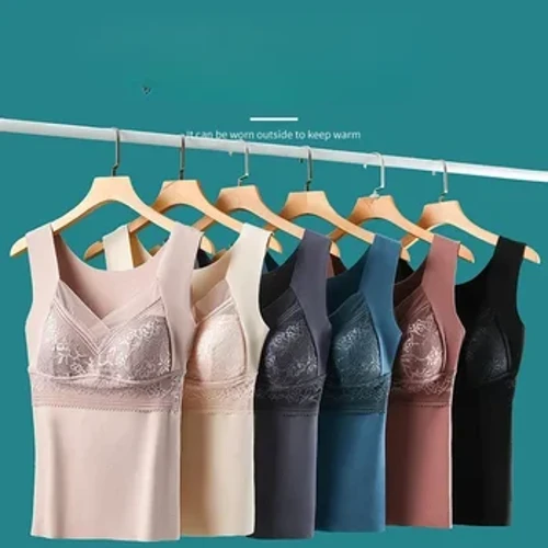 Gaya Baru Beludru Celana Dalam Atasan dengan Dada Pad untuk Pakaian Luar untuk Wanita, Slim Fit, Tanpa Jejak Jerman Beludru Thermal Rompi untuk Wanita