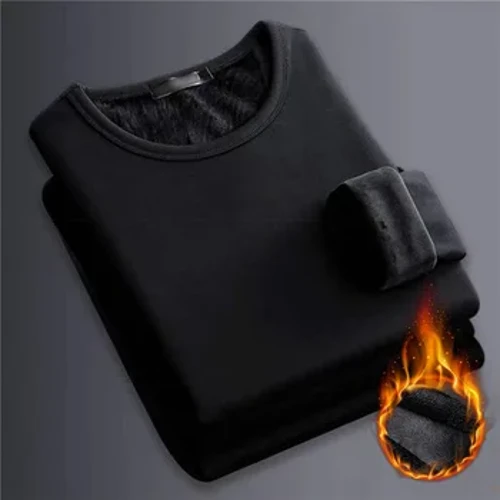 Jodimitty Tetap Hangat Celana Dalam Termal untuk Pria Kasual Warna Solid Pria Musim Dingin Kaos Termo Lengan Panjang Thermo Tebal Atasan