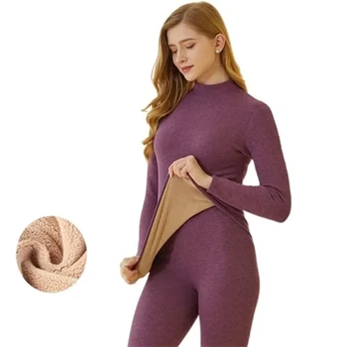 Vinter Nytt termisk undertøy for kvinner Tykt intimt sett Berber Fleece 2 deler Underbukser og underskjorter