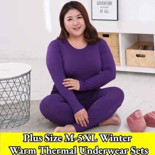 Kadın termal iç çamaşır setleri kadın kış sıcak paçalı don seti bayanlar pijama sıcak tutmak iç çamaşırı artı boyutu M-5XL gecelik