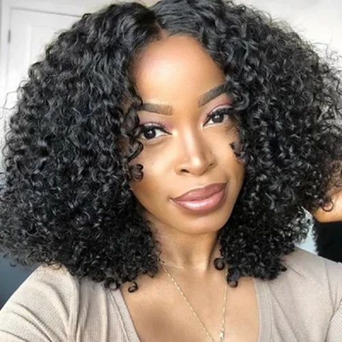 Kinky Curly U Part Wig Human Hair No Leave Out Glueless Brazilian Deep Curly Wave U Part Human Hair Wig para sa Babae 180% Density