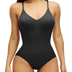 Phụ Nữ Mới Cổ Chữ V Spaghetti Dây Body Có Đệm Cơ Thể Phù Hợp Với Mở Đáy Quần Định Giảm Béo Tập Toàn Thân Mịn Ra Body