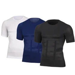 Men's Slimming Shaper Osgo Fest Cywasgiad Dynion Crys T Corff Adeiladu Corff Llosgi Braster Crys Bol Slim Sych Cyflym Dan Grys