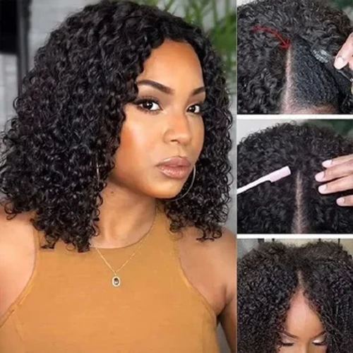 I-Kinky Curly V Ingxenye U-Bob Iwigi Izinwele Zomuntu Azishiyi Ngaphandle Amawigi AngenaGlueless Vpart Izinwele Zomuntu Ngaphambili Zithuthukisiwe Thuthukisa Ingxenye Yezinwele Zomuntu