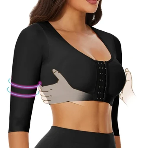 Lengan Atas Pembentuk Lengan Kompresi Atasan Wanita Push Up Payudara Pasca Operasi Penutupan Depan Bra Korset Kembali Dukungan Cropped Tops