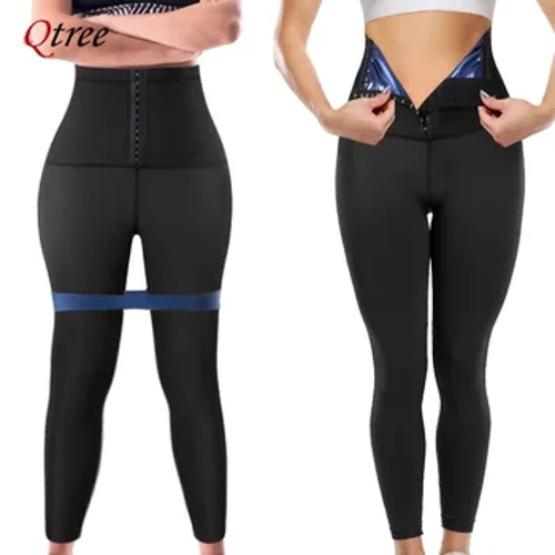 Qtree Xông Hơi Mồ Hôi Quần Short Nữ Cao Cấp Nóng Nhiệt Eo Huấn Luyện Giảm Béo Quần Legging Tông Đơ Quần Tập Toàn Thân Có Móc Treo