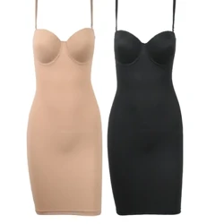 Slip modellanti dimagranti a tutta lunghezza Abito a tubino dritto nudo Body Shaper Donna Skinny sotto i vestiti Coppa con ferretto Nero