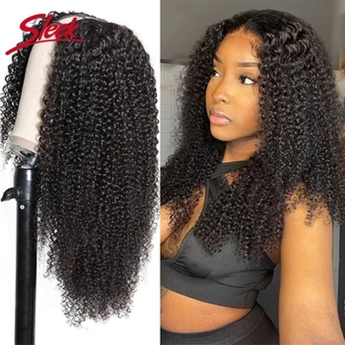 Strak U-deel Kinky Krullend Menselijk haar Pruik Braziliaans krullend haar Machinegemaakt Natuurlijke kleur Voor zwarte vrouwen Remy-haar Lijmloze pruik
