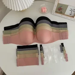 Beleza de volta com cinto de extensão Half -xícara de sutiã invisível sem tiras Bralette Wrap Women Women Bras Sexy Strapless Bra