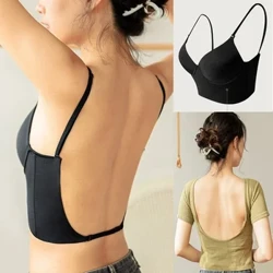 Bra Anweledig gyda Chefn Agored Moel Merched Sexy Merched U Dillad Isaf Cist Fach Pudh Up Wedi'i Gasglu Lingerie Tenau Fest Di-dor Heb Gefn