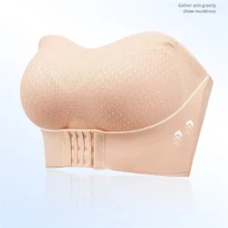 Szexi Push Up melltartó, elülső záródású, pánt nélküli alsónemű nőknek, nagy méretű, láthatatlan melltartó, vezeték nélküli, légáteresztő női fehérnemű