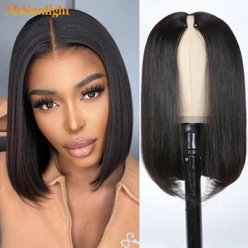 Straight byr bob wig v rhan wig gwallt dynol dim gadael allan uwchraddio di -glwl u rhan wigiau wigiau byr brasil gwallt dynol