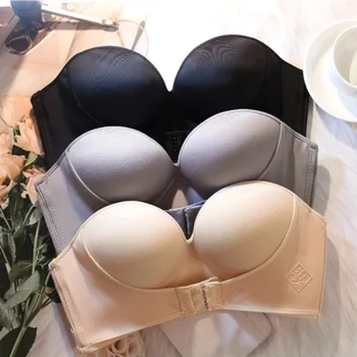 Női szexi pánt nélküli Push Up melltartó elöl záródó Bralette láthatatlan melltartó Fehérnemű 1/2 csésze Seamless Melltartó ABC Cup