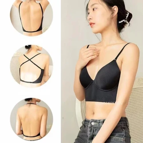Invisible Bra dengan Bare Open Back Sexy Women U Underwear Small Chest Pudh Up Gathered Lingerie Tipis Rompi Mulus Backless