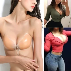 WEICHENS Merched y Fron Lifft Strapless Gludiog Bra Gludiog Silicôn Anweledig Gorchuddion Deth y Gellir eu Ailddefnyddio Heb Gefn Gwthio i fyny Lifft Bra