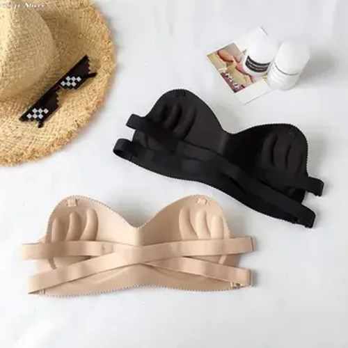 1PC Musim Panas Tanpa Tali Wanita Bra Kembali Perban Desain Seksi Dada Atasan Kawat Gratis Lembut Bernapas Bra Solid Invisible Bra