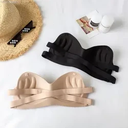1PC Musim Panas Tanpa Tali Wanita Bra Kembali Perban Desain Seksi Dada Atasan Kawat Gratis Lembut Bernapas Bra Solid Invisible Bra