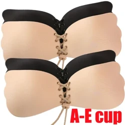 Seksi Invisible Push Up Bra Backless Strapless Bra Mulus Penutupan Depan Bralette Pakaian Dalam Wanita Self-Adhesive Silikon Lengket
