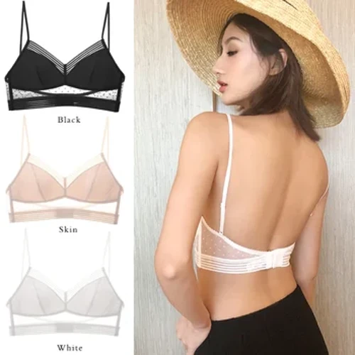 Low Back Bralette Ladies U Backless láthatatlan csipke melltartó pöttyös hálós ultravékony fehérnemű női fehérnemű melltartó felső melltartó női melltartó