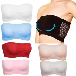 Musim Panas Bernapas Mesh Tabung Bra Tak Terlihat Strapless Crop Tops untuk Wanita Wanita Seksi Bralette Bra Bandeau Boob Pakaian Dalam