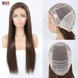 Parrucca ebraica Mono Top Parrucche mediche Glueless Legata a mano Capelli umani cinesi colorati Parrucche piene in pizzo Capelli europei per le donne PU intorno