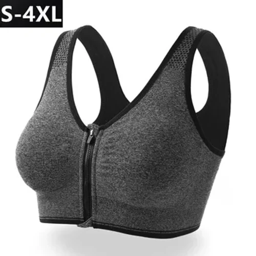 Sutiã esportivo com zíper frontal, roupa íntima esportiva com absorção de choque, sem anel de aço, sutiã para corrida, yoga, fitness, roupa íntima feminina
