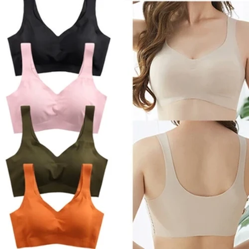 Sieviešu ledus zīda bezšuvju krūšturis, noņemams krūšu spilventiņš, paceļams bralette apakšveļa bez tērauda gredzena, elpojošs push-up jogas veste krūšturi