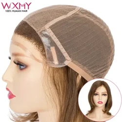 Renda de injeção com 1 "frente de renda francesa e templo 8" perucas de cabelo humano frontal para mulheres curto virgem cabelo humano peruca judaica