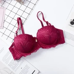 Seksi Girly dantel 1/2 1/2 fincan küçük meme push-up ayarlanabilir sutyen Öğrenci iç çamaşırı Sutyen 2 göğüslü