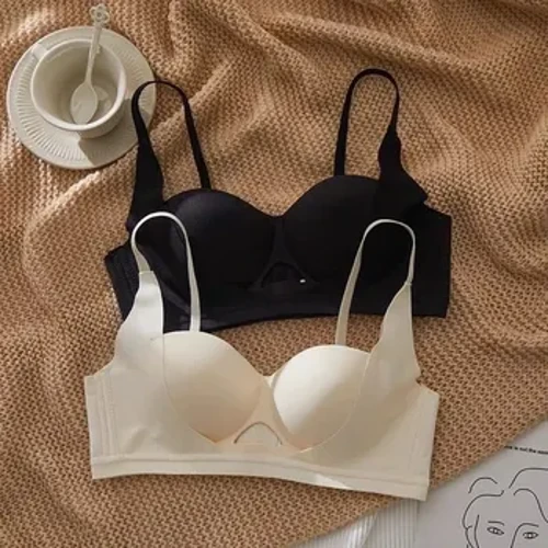 Nahtloser Damen-BH im japanischen Stil, kleine Brust, gerafft, angehoben, schlaffer Anti-Verschleiß, verstellbar, kein Stahlring, große BH-Körbchen