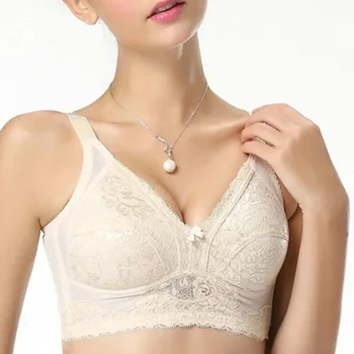 Naisten Full Cup Plus Size -rintaliivit, pehmusteettomat puuvillarintaliivit Vuoraamattomat Lace Bralette Wireless Minimizer -rintaliivit Alusvaatteet BH
