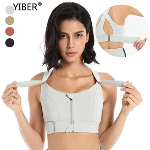 ʻO nā pāʻani pāʻani no nā wahine aʻaʻa i nā wahine hiki ke hoʻoponopono ʻia i ka yoga Vest Front Zipper Plus Size Lingerie Gym Workout Athletic Brassiere