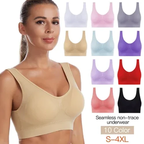 Sexy sutiã feminino plus size sem costura sutiã respirável fio livre bralette roupa interior confortável ativo acolchoado sutiã colheita topo