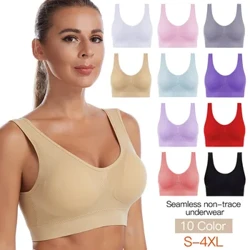 Seksikäs naisten rintaliivit Plus-kokoiset saumattomat rintaliivit, hengittävät lankavapaat bralette-alusvaatteet Mukavat aktiivisesti pehmustetut rintaliivit Crop Top