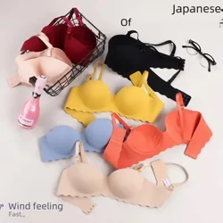 Solid na Kulay ng Babaeng Walang Seamless One-piece na Bra Maliit na Dibdib na Nakalap ng Kumportableng Breathable Bra Set
