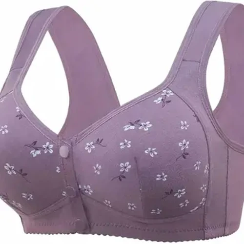 Convenient Front Button Daisy Bra Matatanda Kumportable Active Cotton Wire Free Floral Closure Underwear Araw-araw Lingerie Plus Size