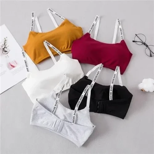 Femmes actif soutien-gorge haut décontracté lettres imprimer sangle haut en coton Fitness gymnase Jogging sommeil soutien-gorge fille fil gratuit Bandeau rembourré hauts de soutien-gorge