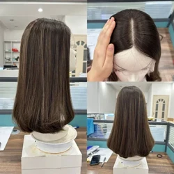Thẳng Trinh Nữ Tóc Ren Top Tóc Tóc Giả Màu Sắc Nổi Bật Ren Kosher Tóc Giả Phần Giữa Ren Top Do Thái Tóc Giả Dành Cho Nữ