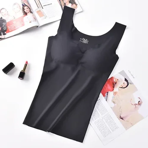 Ice Silk Linne Trådlöst Vadderat Underkläder Push Up Seamless Vadderad Väst Crop Top Tee Camisole Feminino Sleep Cami Soutien Gorge