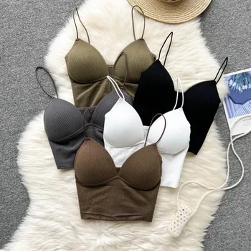 Camolă pentru doamne noi, Slim Fit, Sexy, elastic elastic, Push Up, cu tampoane pentru piept, trunchiat Buric, Top cu tub scurt, Topuri cu decolteu în V, Vanzare fierbinte