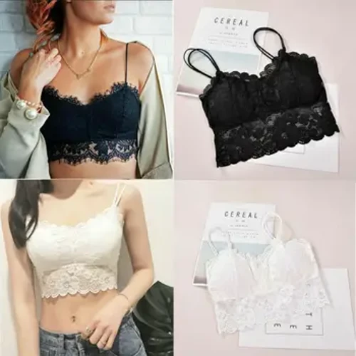 Ayollar uchun qora dantelli tangalar dantelli to'liq kubokli to'ldirilgan ichki kiyim seksi qattiq tank toplari moda asosiy kolba tepalari