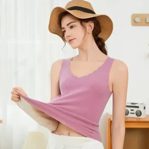 Autumn/winter Women's Thickened Warm Vest Lace Design Seamless Thermal Underwear One-piece Style Ladies Camisoles Tanks