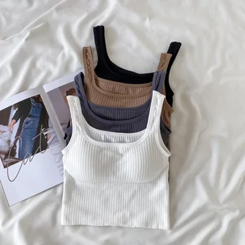SP & CITY-camisola de moda coreana a rayas simples para mujer, camisetas deportivas de algodón sin costuras con almohadilla para el pecho, sujetador, lencería transpirable