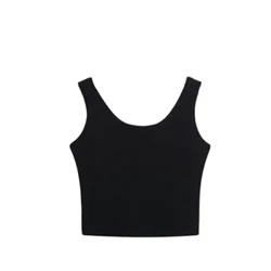 Grosir Wanita Warna Solid Suspender Kamisol Tank Top untuk Wanita Pendek Yoga Olahraga Crop Top Tanpa Lengan Seksi Slim Fit Atasan